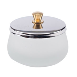 Frosted Glass Dappen Dish with Lid
